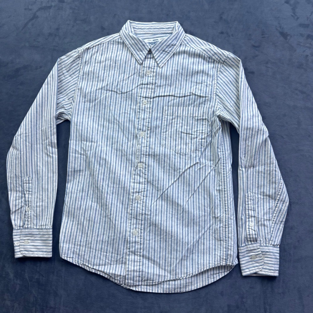Aeropostale Mens Small Blue White Striped Long Sleeve Button Down Cotton Shirt